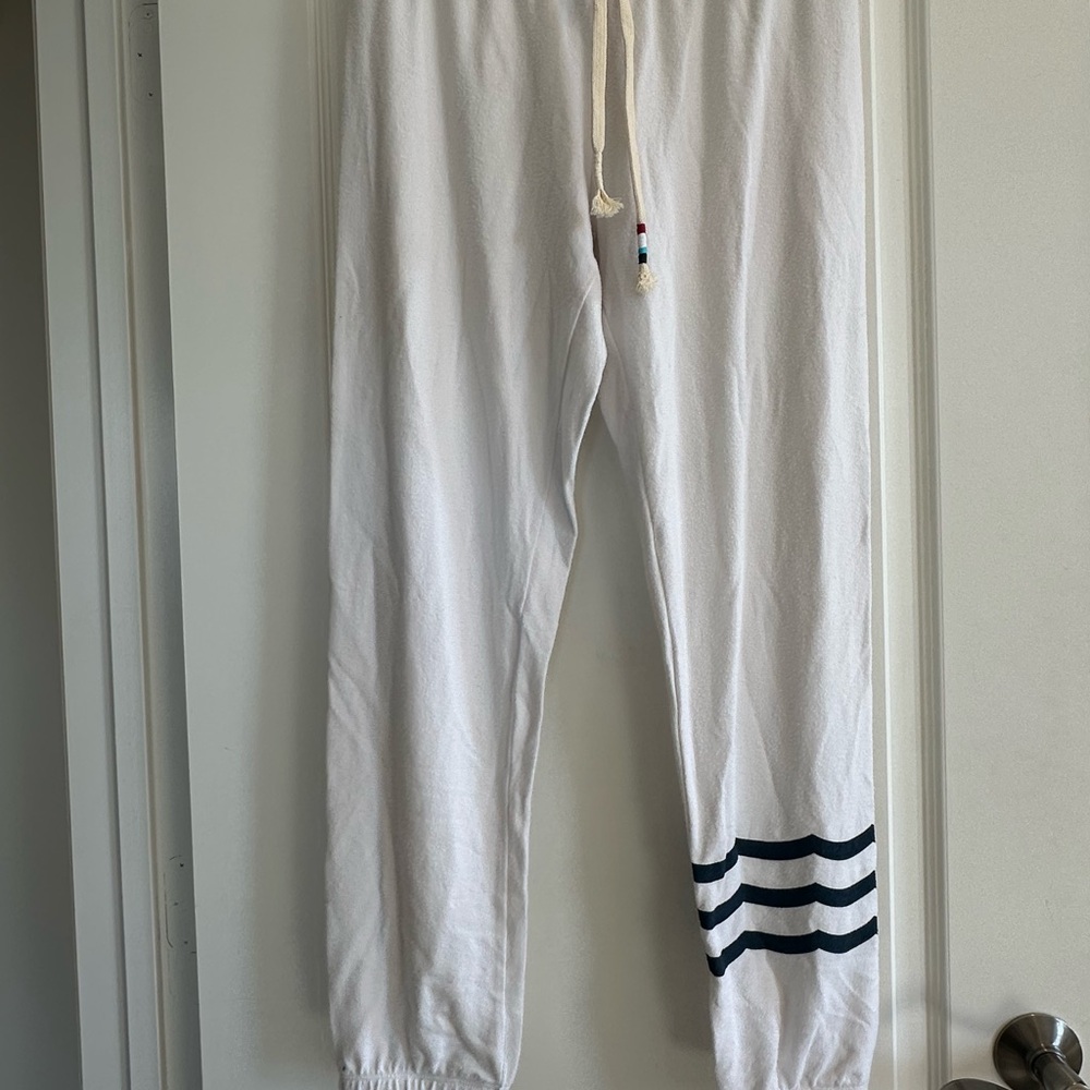 Sol Angeles White Jogger Pants with Stripes